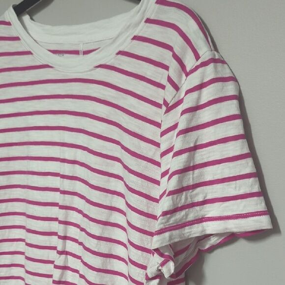 J. Crew Pink and White Striped Girlfriend Tee - Picture 2 of 5